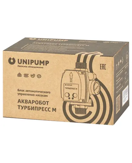 Блок автоматики UNIPUMP ТУРБИПРЕСС М, до 1,5 кВт, упр. по потоку и мин. давл.(настраиваемое Рмин), защита по сух.ходу и пред. дав, изображение 6 от магазина Планета Инструмент Блок автоматики UNIPUMP ТУРБИПРЕСС М, до 1,5 кВт, упр. по потоку и мин. давл.(настраиваемое Рмин), защита по сух.ходу и пред. дав, изображение 6