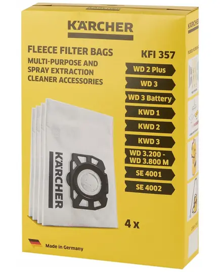 Мешки для пылесоса KARCHER WD 3, SE 4001/4002, 4 шт, изображение 4