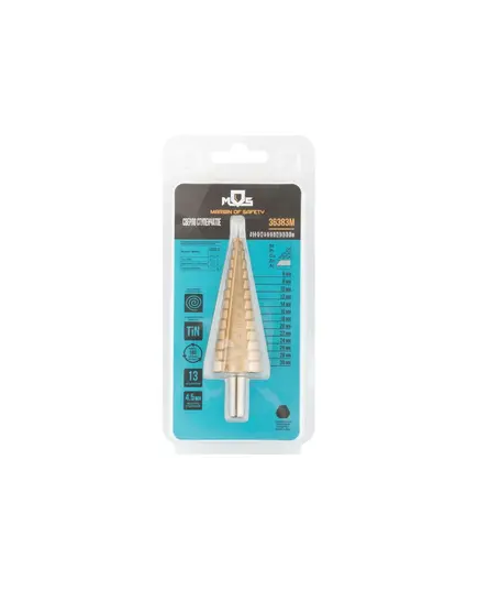 Сверло ступенчатое MOS по металлу, 13 ступеней, 6-30мм, HSS-TIN (36383М), изображение 2
