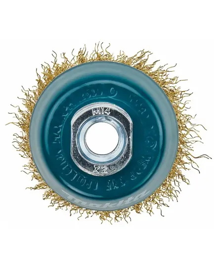 Щетка чашечная MAKITA проволочная (d60 мм, толщ. проволоки 0.3 мм, гофрированная, латунь, M14x2) (D-39746), изображение 3