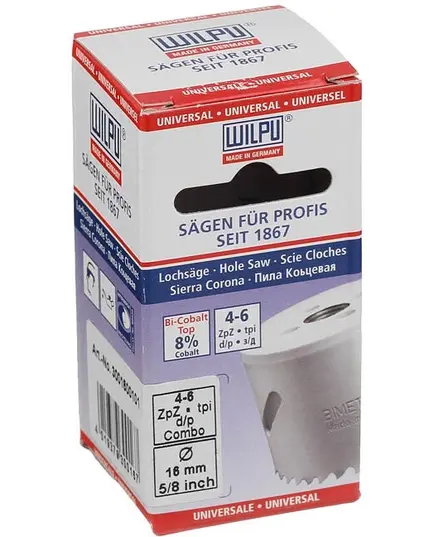 Коронка WILPU 16мм bi.met крупный зуб (30016 00101), изображение 3 от магазина Планета Инструмент Коронка WILPU 16мм bi.met крупный зуб (30016 00101), изображение 3