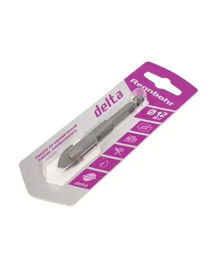 Сверло по стеклу и керамике RENNBOHR DUO 12,0мм Delta, изображение 2