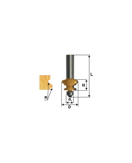 Фреза ЭНКОР (10693) кромочная фигурная ф25.4х16 r3.2 хв.12мм, изображение 2