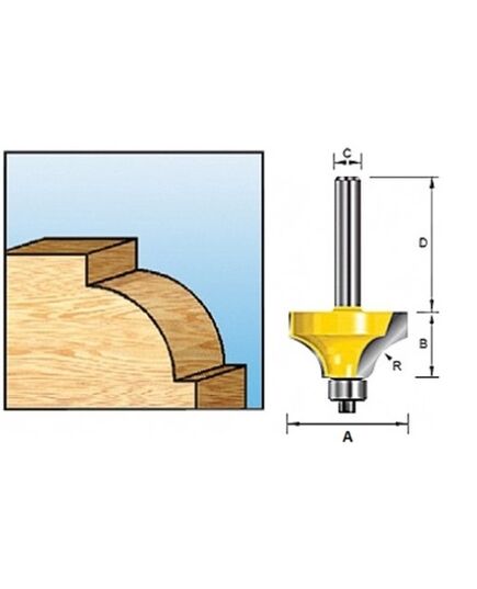 Фреза MAKITA кром. калевочная внутр. радиус 6.35R 25,4х12,7х8х32х2Т, изображение 2