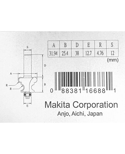 Фреза MAKITA кром. фигурная 31.8х25,4х12х38х2Т, изображение 3