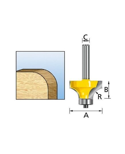 Фреза MAKITA кром. калевочная "Эконом" внутр. радиус 3.2R 19х9,5х8х52х2Т, изображение 2