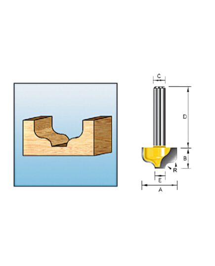 Фреза MAKITA паз. фасонная "S-образная" 1,98R 12,7х9,5х8х32х2Т, изображение 2