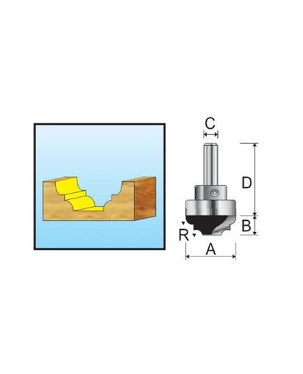 Фреза MAKITA паз. фасонная 3,18R 22х9,9х8х40х2Т, хвост. подшипник, изображение 2