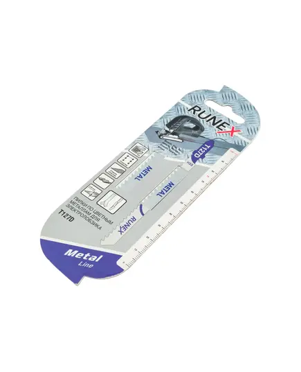 Пилки для лобзиков RUNEX, 100x75 мм 8з/д(цв.металлы, мягк сталь, пласт. h=4-20mm) T127D 2шт/уп, изображение 2