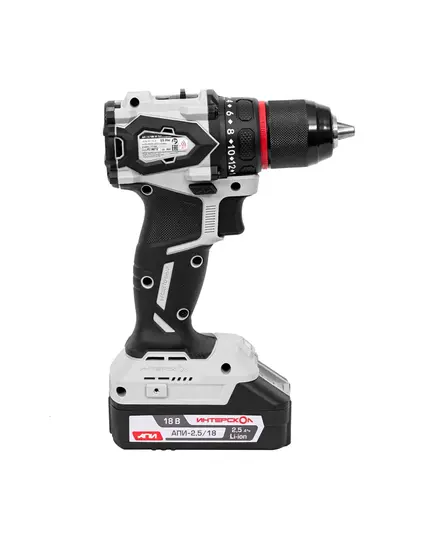 Аккумуляторный шуруповерт ИНТЕРСКОЛ ДА-13/18В 55, АПИ 18 В, 55 Нм, безщет., Li-ion 2*2.5 Ач, ЗУ, кейс, изображение 3