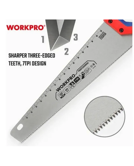 Ножовка по дереву 450 мм (18") 7TPI, SK-5 WORKPRO, изображение 2