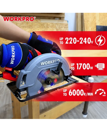 Пила дисковая 185 мм, 1700 Вт WORKPRO, изображение 6