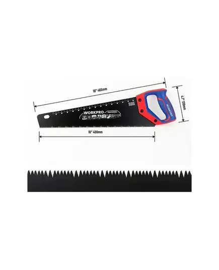 Ножовка по дереву WORKPRO 400 мм (16") SK5 с тефлоновым покрытием (WP215013), изображение 2