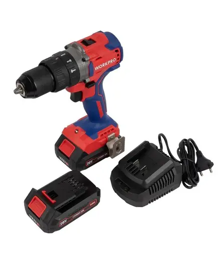 Дрель-шуруповерт аккумуляторная, бесщеточная 20 Вольт, аккумулятор 2.0 Aч WORKPRO, изображение 5