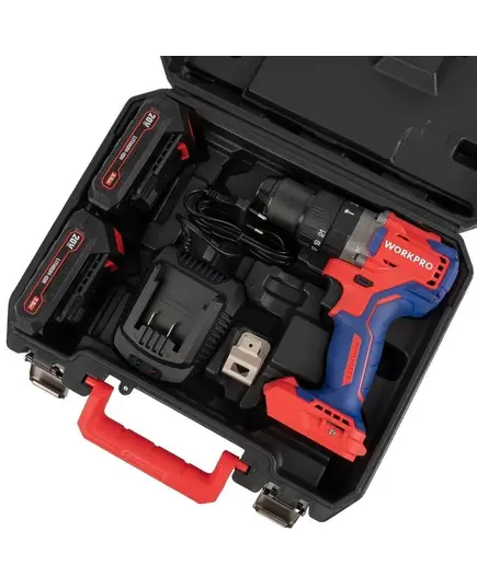 Дрель-шуруповерт аккумуляторная, бесщеточная 20 Вольт, аккумулятор 2.0 Aч WORKPRO, изображение 6