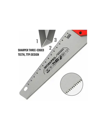 Ножовка по  дереву  400 мм (16") 7TPI, SK-5 WORKPRO, изображение 3