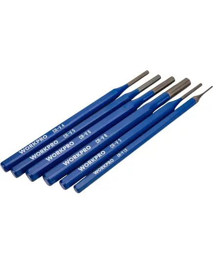 Набор выколоток WORKPRO, 6 шт, 150 мм, CrV, шестигранный профиль (WP201304), изображение 2