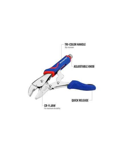 Зажим ручной WORKPRO, 250 мм, 10", CR-V, с изогнутыми губками (WP231074), изображение 3