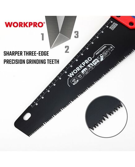 Ножовка по дереву 350 мм с тефлоновым покрытием, SK-5 WORKPRO, изображение 4