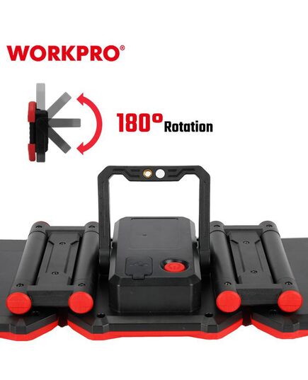 Прожектор светодиодный 1000-2500LM 3-х секционный, перезаряжаемый  WORKPRO, изображение 2