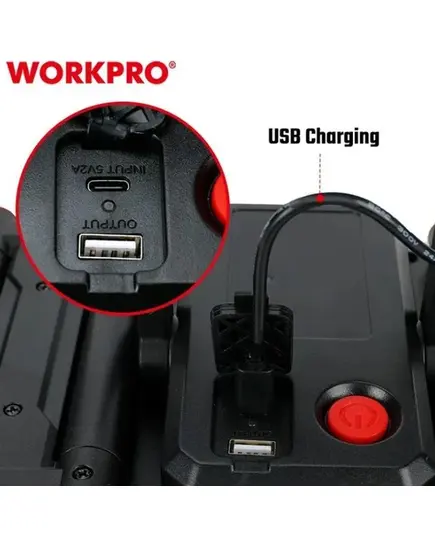 Прожектор светодиодный 1000-2500LM 3-х секционный, перезаряжаемый  WORKPRO, изображение 3