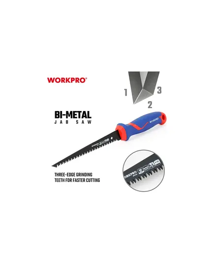 Ножовка по гипсокартону 150 мм узкая WORKPRO, изображение 3