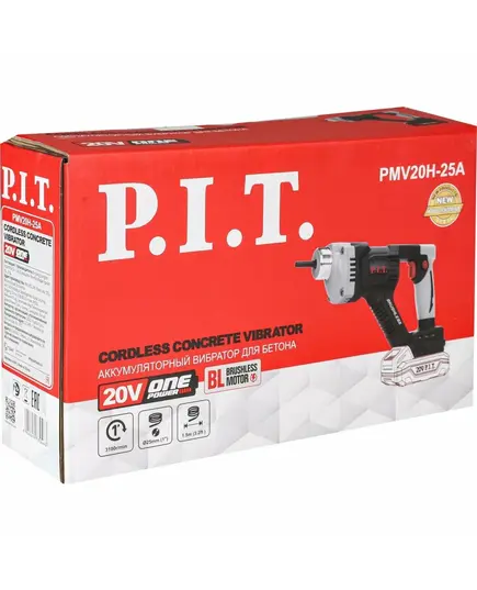 Вибратор для бетона аккумуляторный P.I.T. PMV20H-25A SOLO, изображение 4