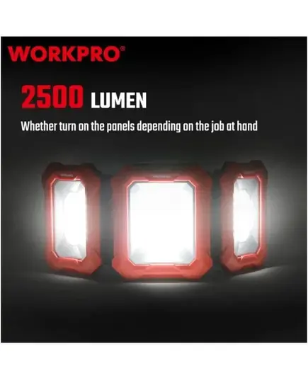 Прожектор светодиодный 1000-2500LM 3-х секционный, перезаряжаемый  WORKPRO, изображение 4