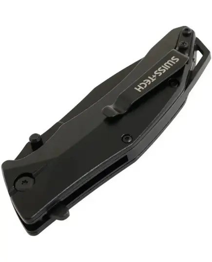 Нож складной 10 cм с черным зубчатым лезвием, нейлоновая рукоятка SWISS+TECH, изображение 3