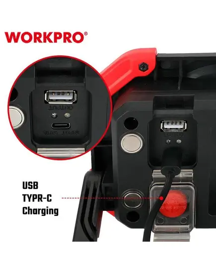 Фонарик напольный, светодиодный 600-1200LM, перезаряжаемый  WORKPRO, изображение 3