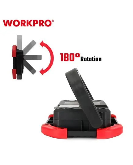 Фонарик напольный, светодиодный 600-1200LM, перезаряжаемый  WORKPRO, изображение 2