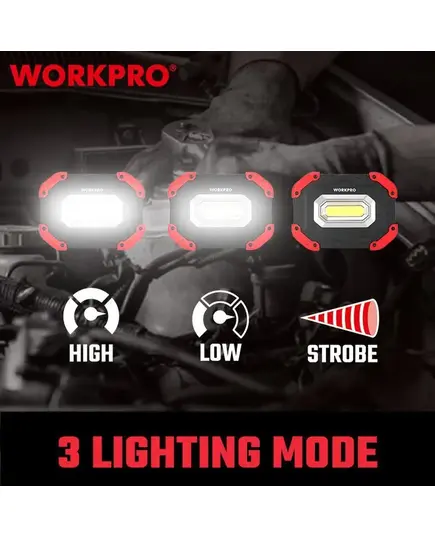 Фонарик напольный, светодиодный 600-1200LM, перезаряжаемый  WORKPRO, изображение 4
