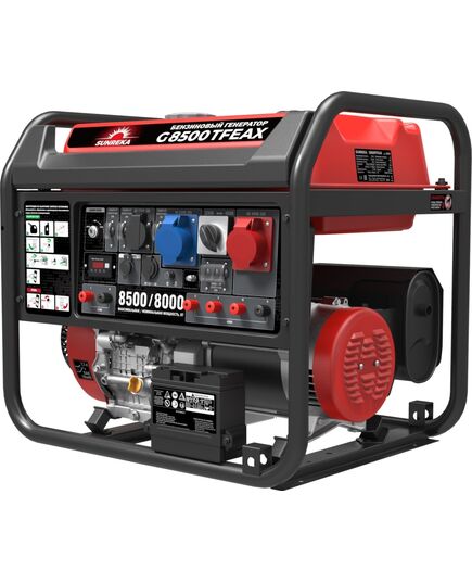 Электростанция бензиновая SUNREKA G8500TFEAX, 8.5 кВт, один.мощ. на 1-Ф и 3-Ф, электростартер
