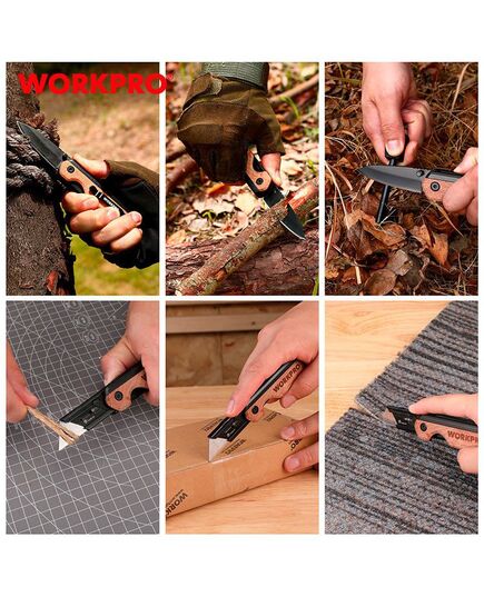 Нож с двумя типами лезвий и деревянной ручкой WORKPRO, изображение 4 от магазина Планета Инструмент Нож с двумя типами лезвий и деревянной ручкой WORKPRO, изображение 4