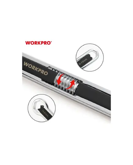 Ключ гаечный WORKPRO универсальный регулируемый (5-27мм,3/16"-1 1/16") метрич., дюйм, изображение 3