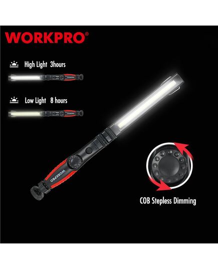 Фонарик светодиодный 60-400LM, перезаряжаемый WORKPRO, изображение 8
