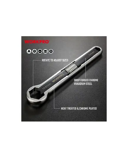 Ключ гаечный WORKPRO универсальный регулируемый (5-27мм,3/16"-1 1/16") метрич., дюйм, изображение 4
