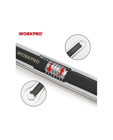 Ключ гаечный WORKPRO универсальный регулируемый (5-11мм,11-16 мм,9/32"-5/8") метрич., дюйм, изображение 3