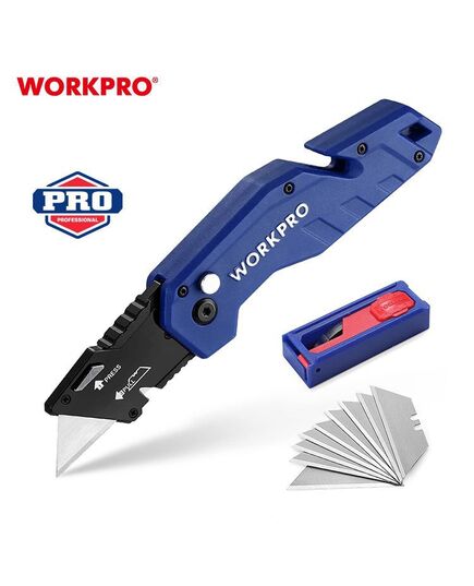 Нож складной металлический (быстр замена лезвия) синий  WORKPRO, изображение 2 от магазина Планета Инструмент Нож складной металлический (быстр замена лезвия) синий  WORKPRO, изображение 2