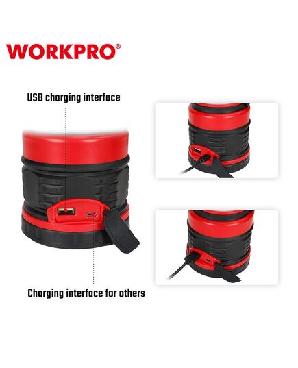 Фонарик светодиодный 80-200LM, перезаряжаемый WORKPRO, изображение 4
