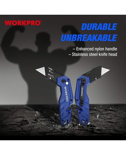 Нож складной металлический (быстр замена лезвия) синий  WORKPRO, изображение 6 от магазина Планета Инструмент Нож складной металлический (быстр замена лезвия) синий  WORKPRO, изображение 6