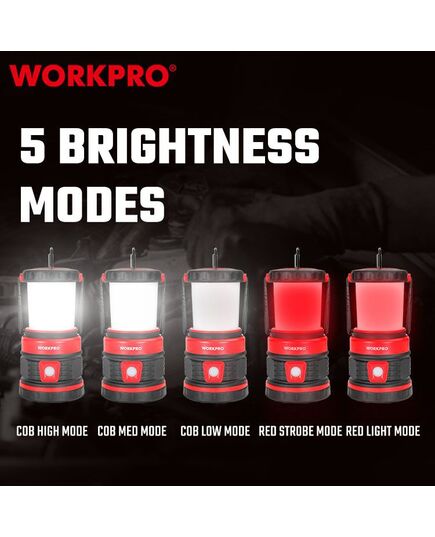 Фонарик светодиодный 80-200LM, перезаряжаемый WORKPRO, изображение 5