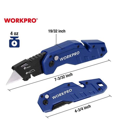 Нож складной металлический (быстр замена лезвия) синий  WORKPRO, изображение 3 от магазина Планета Инструмент Нож складной металлический (быстр замена лезвия) синий  WORKPRO, изображение 3