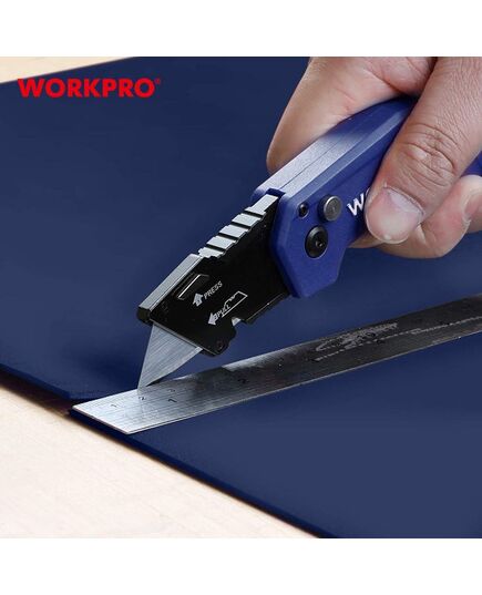Нож складной металлический (быстр замена лезвия) синий  WORKPRO, изображение 7 от магазина Планета Инструмент Нож складной металлический (быстр замена лезвия) синий  WORKPRO, изображение 7
