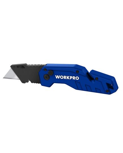 Нож складной металлический (быстр замена лезвия) синий  WORKPRO