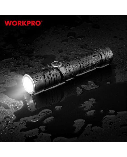 Фонарик светодиодный 1100LM перезаряжаемый, 6 режимов, с поворотом на 90 град WORKPRO, изображение 3 от магазина Планета Инструмент Фонарик светодиодный 1100LM перезаряжаемый, 6 режимов, с поворотом на 90 град WORKPRO, изображение 3