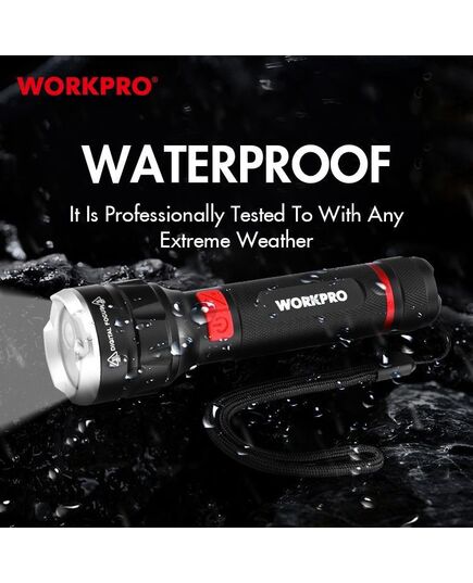 Фонарик светодиодный WORKPRO 370-750LM, перезаряжаемый, изображение 5