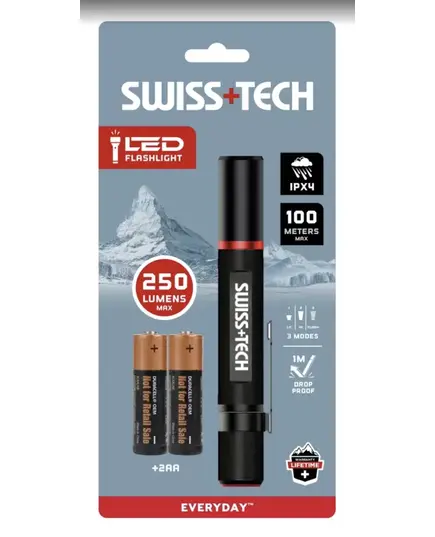Фонарик 2AA, 100/50 м, алюминиевый корпус SWISS+TECH