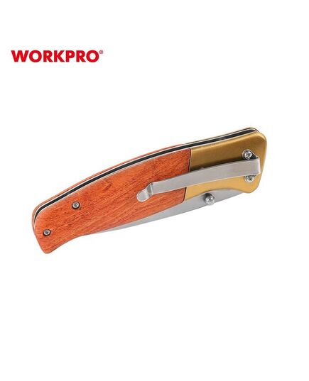 Нож складной с деревянной ручкой 85/195 мм WORKPRO, изображение 3