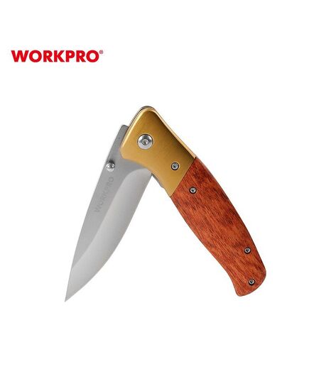 Нож складной с деревянной ручкой 85/195 мм WORKPRO, изображение 2